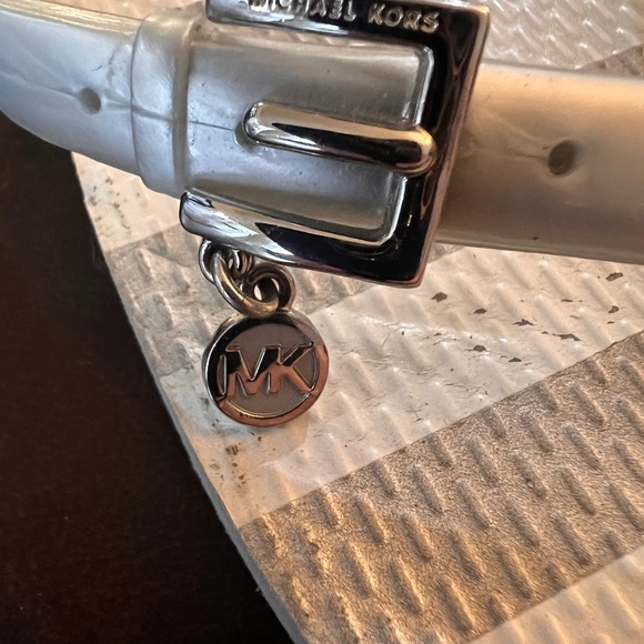 Michael Kors Silver and White Flip Flops - Picture 2 of 5